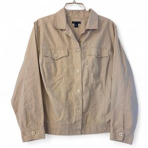 Westbound Woman Lt Beige Linen Jacket Coastal Grandma Granola Plus Size 18 W